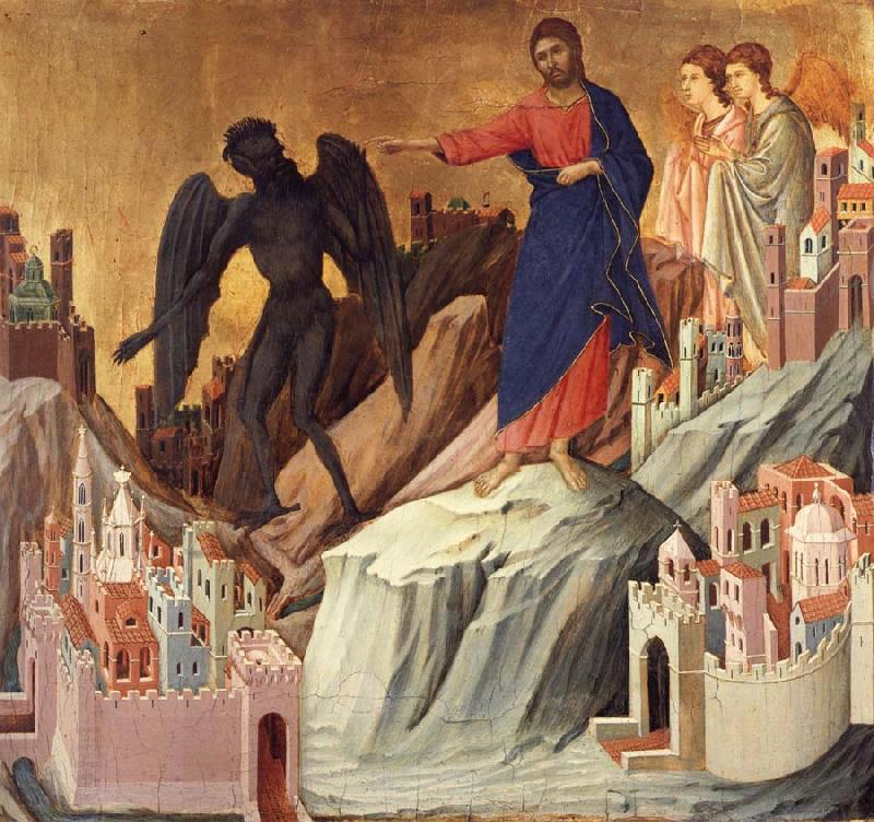 Duccio di Buoninsegna The temptation of christ on themountain oil painting picture
